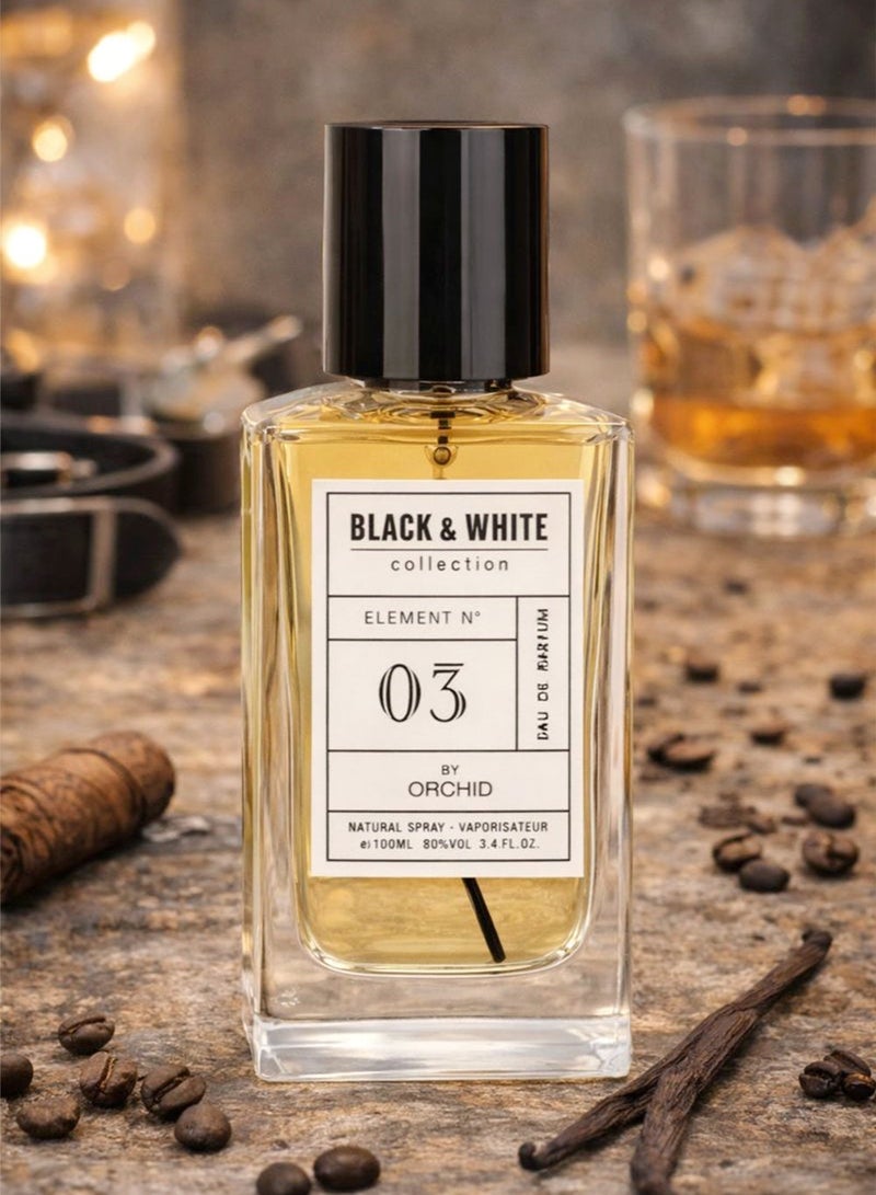 Orchid Black and White Element N.03 Pour Homme Eau de Parfum 100ml for Men | Long Lasting Fresh Woody Perfume with Bergamot & Pear Notes | Luxury Masculine Fragrance with Lavender, Clary Sage, Amber & Patchouli Base - Image 1